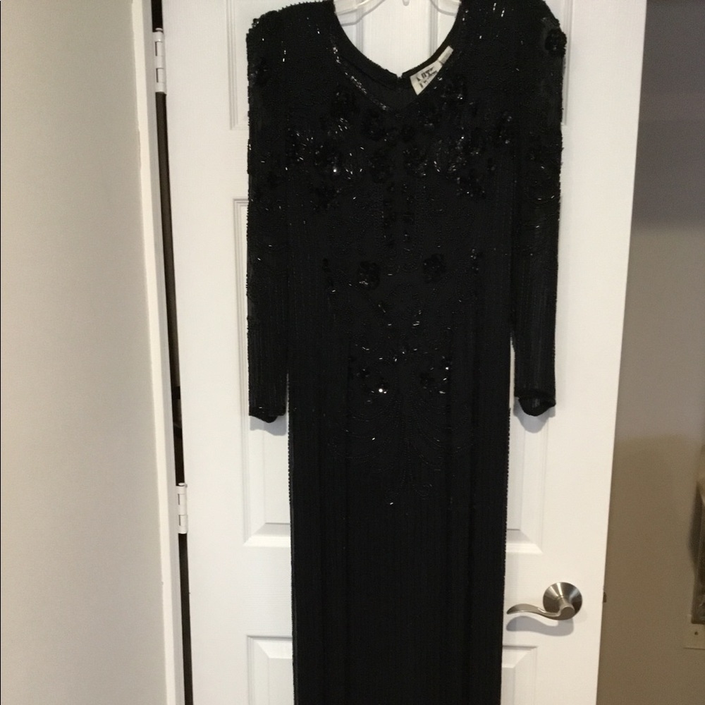 Nite Line - Black beaded Long Dress